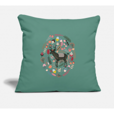 Floral Deer Cypress Green Pillow